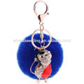 Customized color fur pom poms/rabbit fur keychain/fur ball keyrings